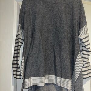 Zenana Outfitters Charcoal and Ivory Striped Sweater